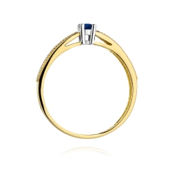 Pierścionek zaręczynowy z żółtego złota z szafirem i diamentami 0,09ct Fire Of Love BW-449-szafir