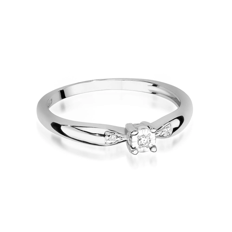 Pierścionek zaręczynowy z białego złota z diamentami 0,03ct Fire Of Love BW-469-b