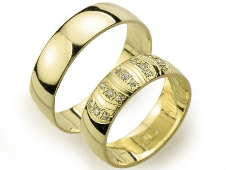 Obrączki ślubne z żółtego złota półokrągłe z cyrkoniami 6mm Always A045