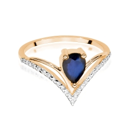 Pierścionek zaręczynowy z różowego złota z szafirem i diamentami 0,12ct Fire Of Love BW-487-r
