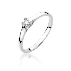 Pierścionek zaręczynowy z białego złota z diamentem 0,12ct Fire Of Love BW-506-b
