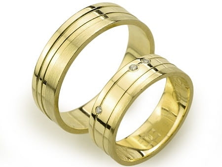 Przejdź do produktu Obrączki ślubne z żółtego złota płaskie z cyrkoniami 6mm Always