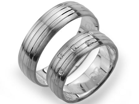 Obrączki ślubne z białego półokrągłe z cyrkoniami 6mm Always A057-b
