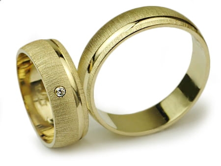 Obrączki ślubne z żółtego złota półokrągłe z cyrkonią 6mm Infinity I007