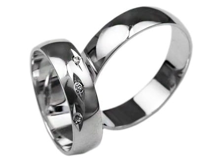 Srebrne obrączki ślubne półokrągłe z cyrkoniami 6mm Silvery  Sv019