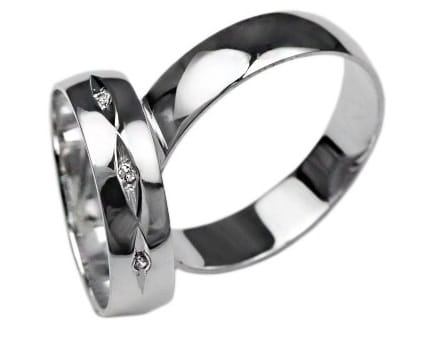 Srebrne obrączki ślubne półokrągłe z cyrkoniami 6mm Silvery Sv020