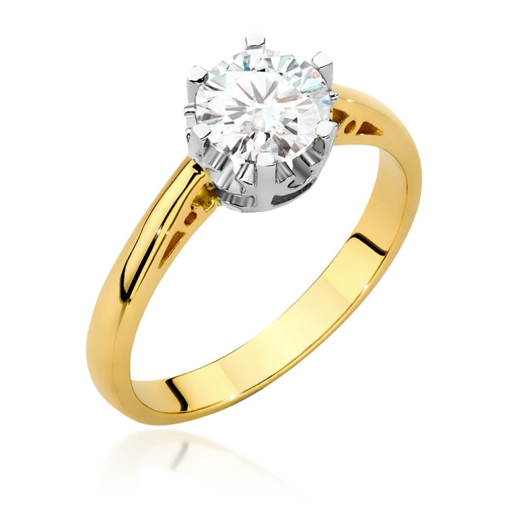 Pierścionek zaręczynowy z żółtego złota z diamentem 1,00ct Fire Of Love GW-542-1,00ct