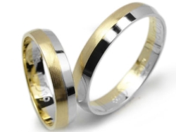 Obrączki ślubne dwukolorowe półokrągłe 4mm Lovely L039-k