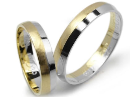 Obrączki ślubne dwukolorowe półokrągłe 4mm Lovely L039-k