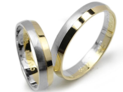 Obrączki ślubne dwukolorowe półokrągłe 4mm Lovely L039-k