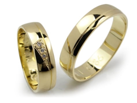 Przejdź do produktu Obrączki ślubne z żółtego złota półokrągłe z cyrkoniami 5mm Lux L086