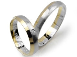 Obrączki ślubne dwukolorowe półokrągłe z cyrkonią 4mm Lovely L088-k